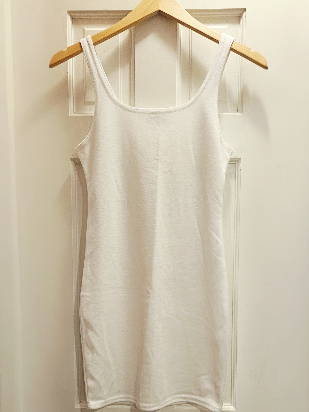 PrettyLittleThing White Ribbed Tank Mini Dress
